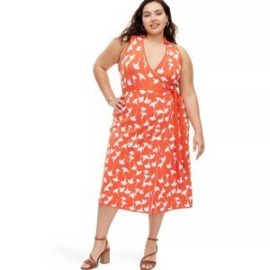NWT DVF for Target Collared Sleeveless Ginkgo Cherry Tomato Midi Wrap Dress 1X